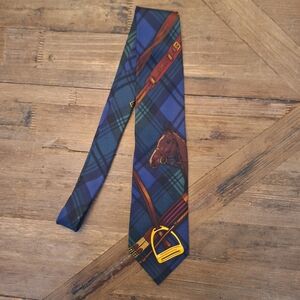 Ralph Lauren Polo Necktie - 100% Silk - Equestrian Horse Theme